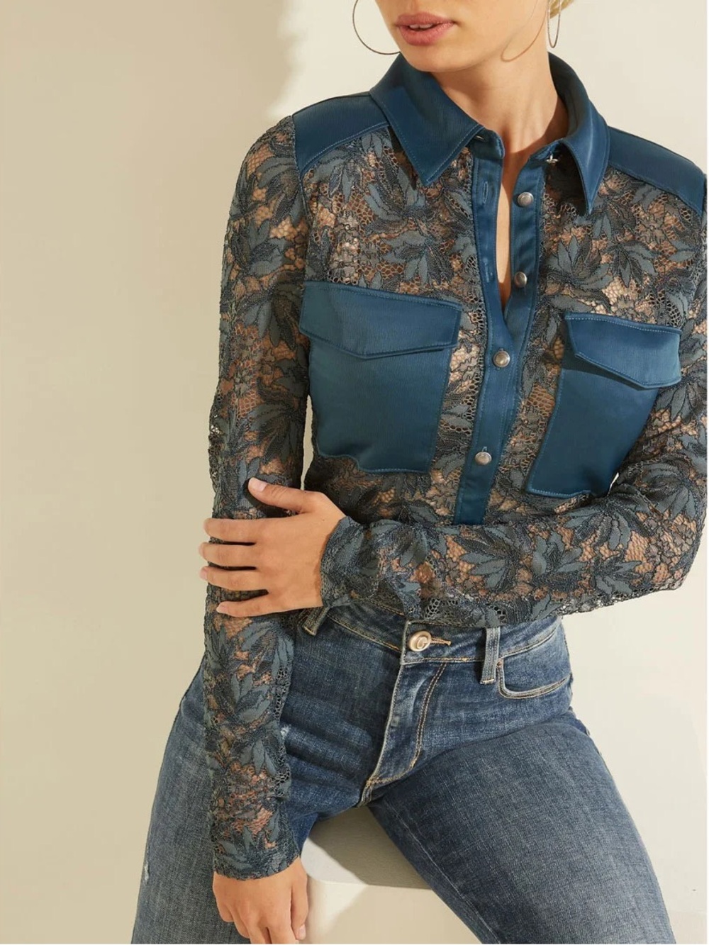 Guess Corinne Lace Shirt - S - NWT